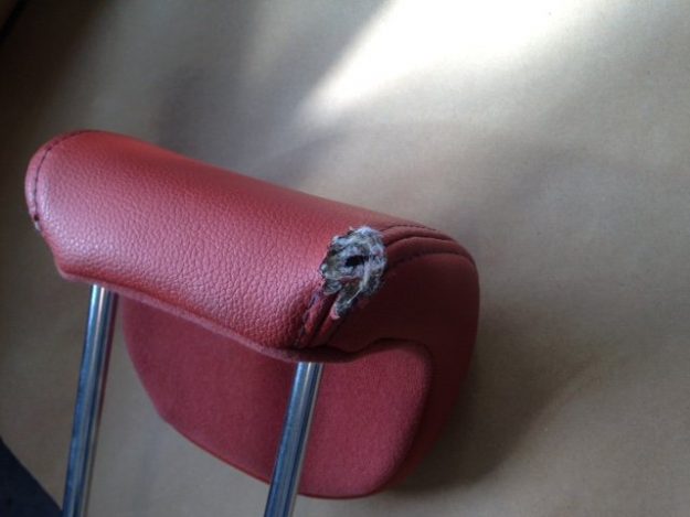 Damaged leather headrest