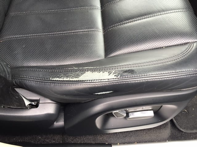Damaged leather seat