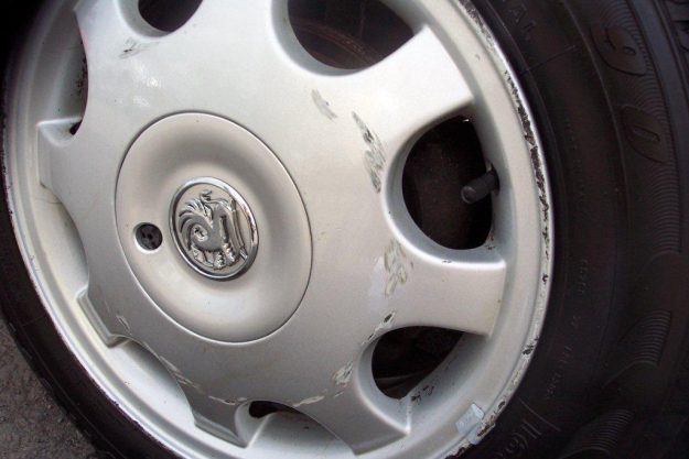 Curbed Vauxhall wheels, Leicester